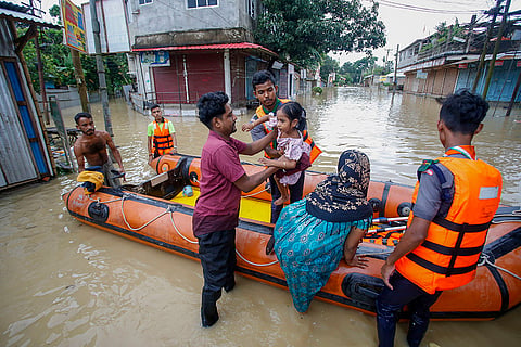 Flood in Tripura: NDRF personnel evacuate people at Baldakhal village